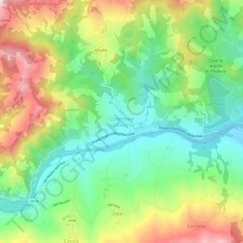 Topografische Karte Colombaia sul Secchia, Höhe, Relief