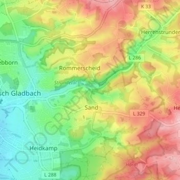 Topografische Karte Dombach, Höhe, Relief