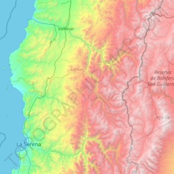 Topografische Karte Norte Chico, Höhe, Relief