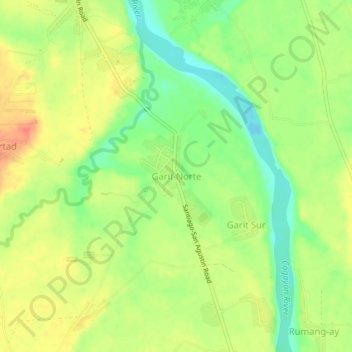 Topografische Karte Garit Norte, Höhe, Relief