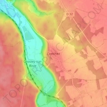 Topografische Karte Conchez, Höhe, Relief