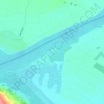 Topografische Karte Ostrovu Corbului, Höhe, Relief