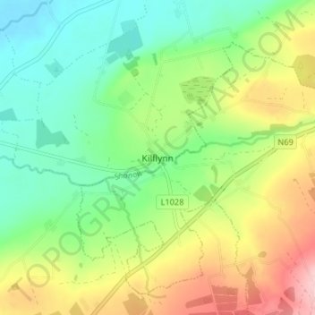Topografische Karte Kilflynn, Höhe, Relief