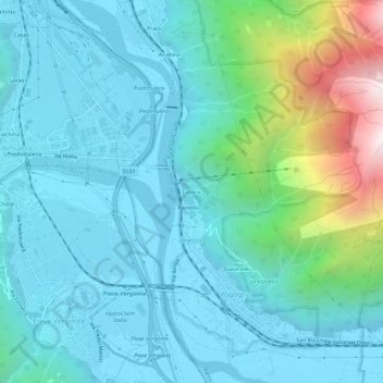 Topografische Karte Colorie, Höhe, Relief
