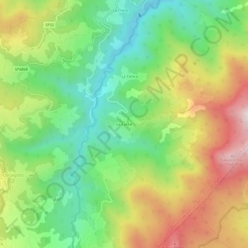 Topografische Karte Le Caldie, Höhe, Relief