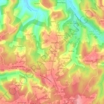 Topografische Karte Les Farges du Pic, Höhe, Relief