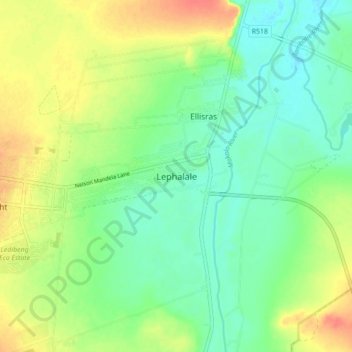 Topografische Karte Lephalale, Höhe, Relief