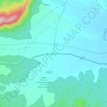 Topografische Karte Dhaula Kuan, Höhe, Relief
