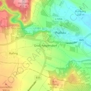 Topografische Karte Groß-Reipersdorf, Höhe, Relief