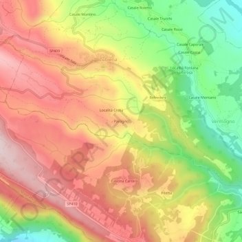 Topografische Karte Parogno, Höhe, Relief