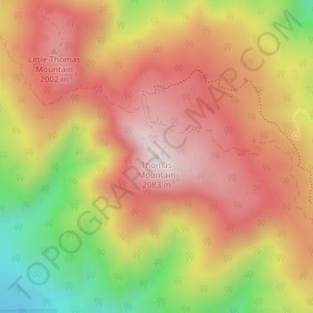Topografische Karte Thomas Mountain, Höhe, Relief