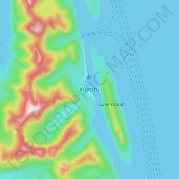 Topografische Karte Klemtu, Höhe, Relief