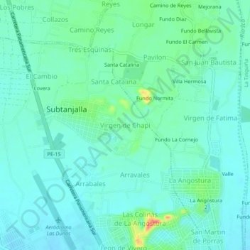 Topografische Karte Virgen de Chapi, Höhe, Relief