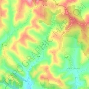 Topografische Karte Prisaca, Höhe, Relief