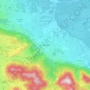 Topografische Karte Bad Feilnbach, Höhe, Relief