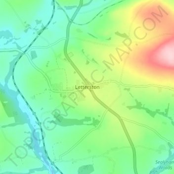 Topografische Karte Letterston, Höhe, Relief
