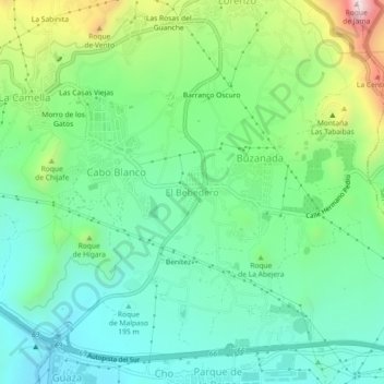 Topografische Karte El Bebedero, Höhe, Relief