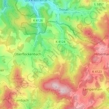 Topografische Karte Steinklingen, Höhe, Relief
