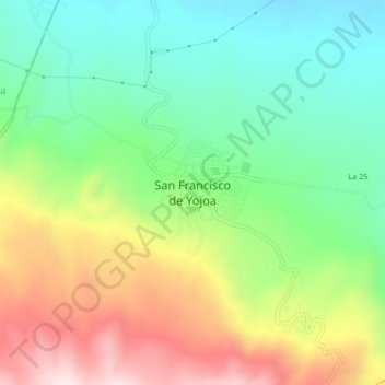 Topografische Karte San Francisco de Yojoa, Höhe, Relief