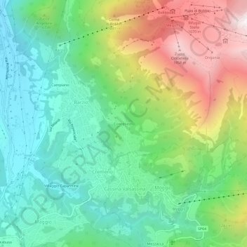 Topografische Karte Concenedo, Höhe, Relief