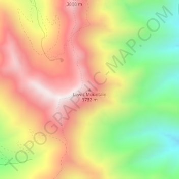 Topografische Karte Lewis Mountain, Höhe, Relief