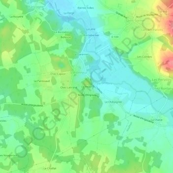 Topografische Karte Le Pinier, Höhe, Relief