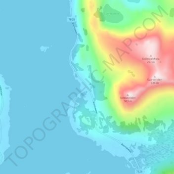 Topografische Karte Gravermarka, Höhe, Relief