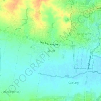 Topografische Karte Laban, Höhe, Relief