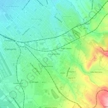 Topografische Karte Acqua Sotterra, Höhe, Relief
