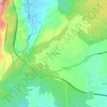 Topografische Karte Vila Chã do Monte, Höhe, Relief