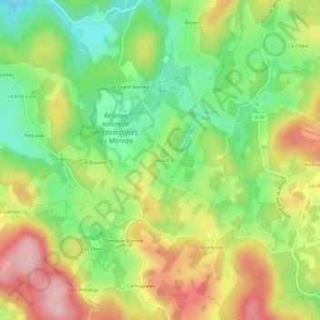 Topografische Karte Creusot, Höhe, Relief