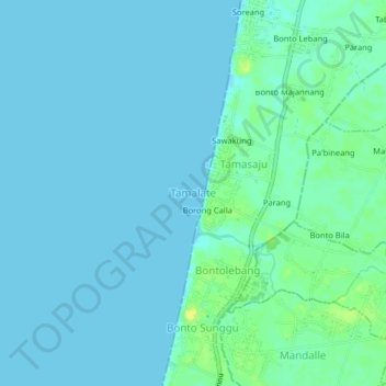 Topografische Karte Tamalate, Höhe, Relief