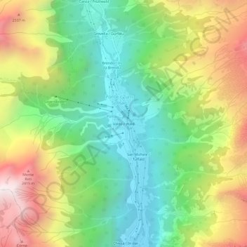 Topografische Karte Valdo / Wald, Höhe, Relief