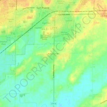Topografische Karte Buss's Corners, Höhe, Relief