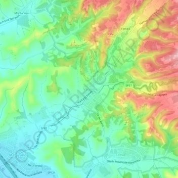Topografische Karte Vaggio, Höhe, Relief