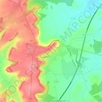 Topografische Karte Montigny-le-Roi, Höhe, Relief