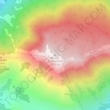 Topografische Karte Monte Coccovello, Höhe, Relief