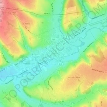 Topografische Karte Charlieu, Höhe, Relief