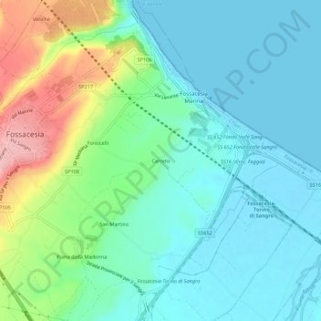 Topografische Karte Cerreto, Höhe, Relief