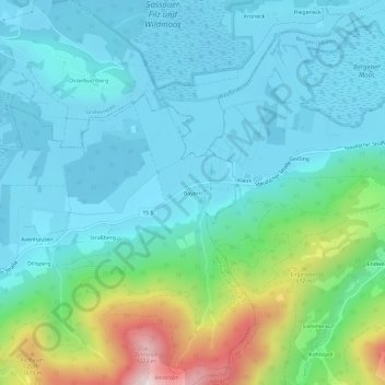 Topografische Karte Bayern, Höhe, Relief