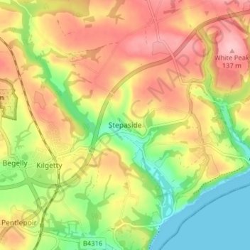 Topografische Karte Stepaside, Höhe, Relief