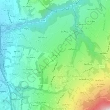 Topografische Karte Mentaz, Höhe, Relief