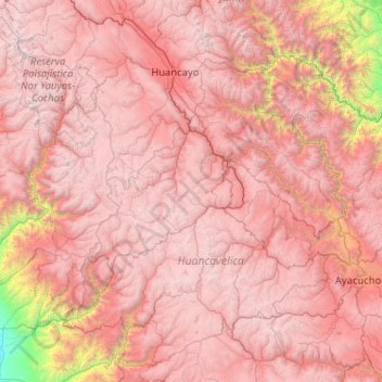 Topografische Karte Provincia de Huancavelica, Höhe, Relief