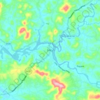 Topografische Karte Iritty, Höhe, Relief