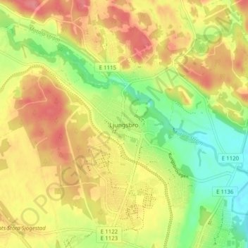 Topografische Karte Ljungsbro, Höhe, Relief