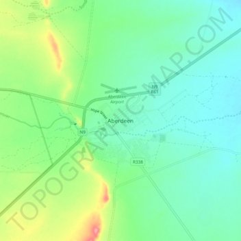 Topografische Karte Aberdeen, Höhe, Relief