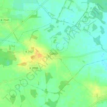 Topografische Karte Gülitz, Höhe, Relief