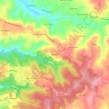 Topografische Karte Assenha, Höhe, Relief