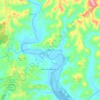Topografische Karte Odelouca, Höhe, Relief