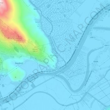 Topografische Karte Matijevići, Höhe, Relief